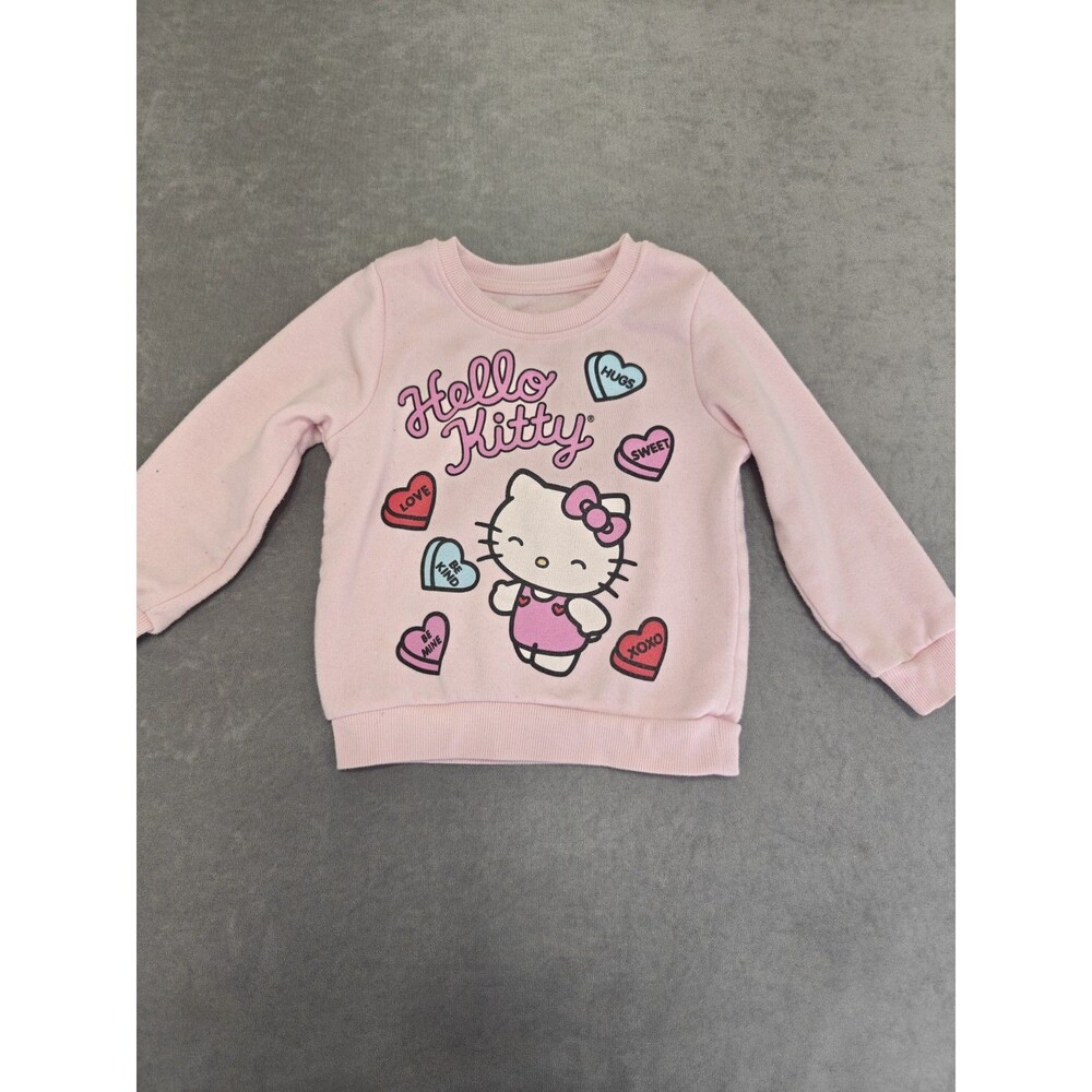 Hello Kitty Sanrio Girls 3T Pink Sweatshirt Candy Hearts Long Sleeve Pullover